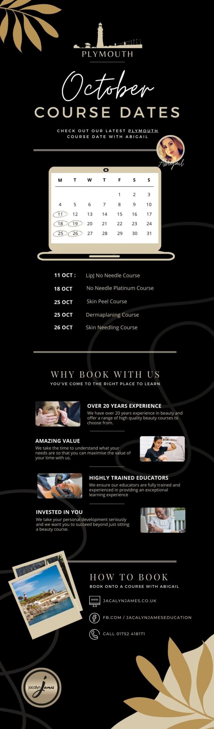 October Beauty Course Dates in Plymouth